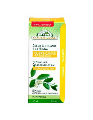 CREMA COLORANTE HENNA CUBRECANAS RUBIO 60ml. CORPORE SANO