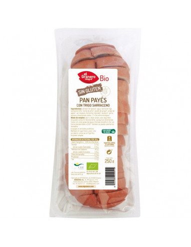 PAN PAYES DE TRIGO SARRACENO  SIN GLUTEN  EL GRANERO INTEGRAL 250gr.