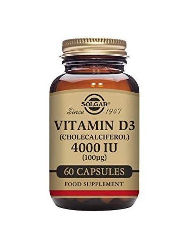 VITAMINA D3 4000 IU 100 Mg.  60 Cap. SOLGAR