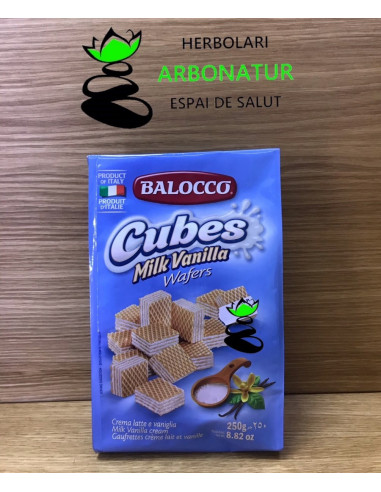 WAFERS CUBES LECHE Y VAINILLA 250 Gr. BALOCCO