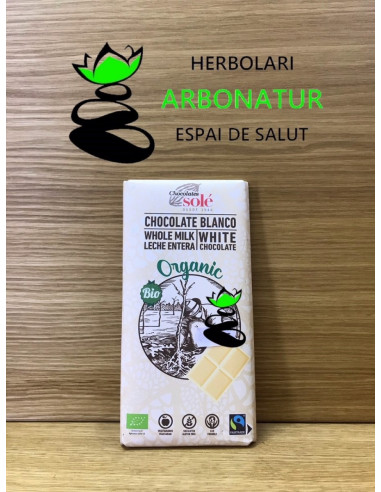 CHOCOLATE BLANCO ECO SIN GLUTEN 100 Gr. CHOCOLATES SOLÉ