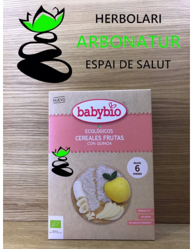 PAPILLA ECO  CEREALES FRUTAS CON QUINOA 200 Gr. BABYBIO - SIN GLUTEN (desde 6 meses)