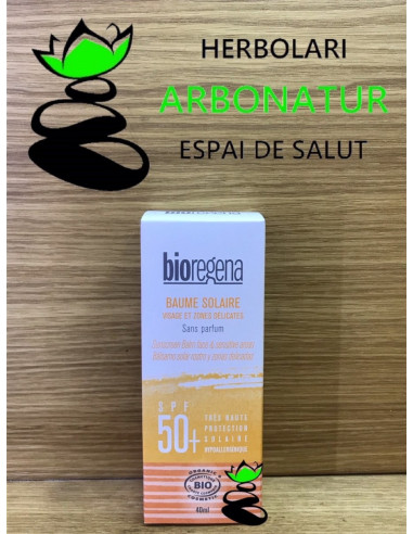 BALSAMO SOLAR FACIAL Y ZONAS DELICADAS BIO SPF+50 40 ml. BIOREGENA