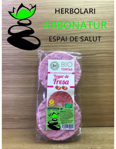 TORTAS DE ARROZ BAÑADAS CON YOGUR DE FRESA ECO - SIN GLUTEN 100 Gr. SOL NATURAL