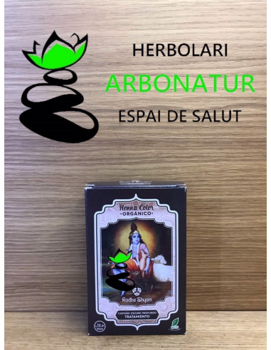 TINTE HENNA CASTAÑO OSCURO PROFUNDO TRATAMIENTO ECO 100 Gr. RADHE SHYAM