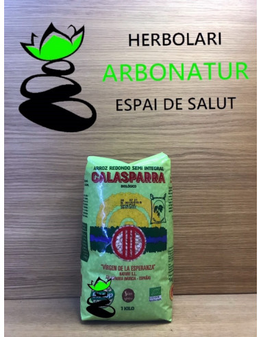 ARROZ REDONDO SEMI INTEGRAL ECO CALASPARRA 1 Kg. BIOCOP