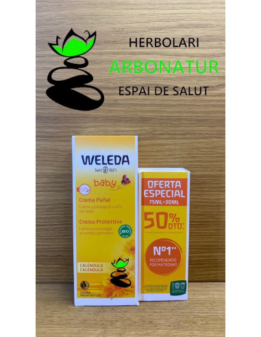 PACK 50% DESCUENTO CREMA PAÑAL + CREMA BEBE CALENDULA WELEDA