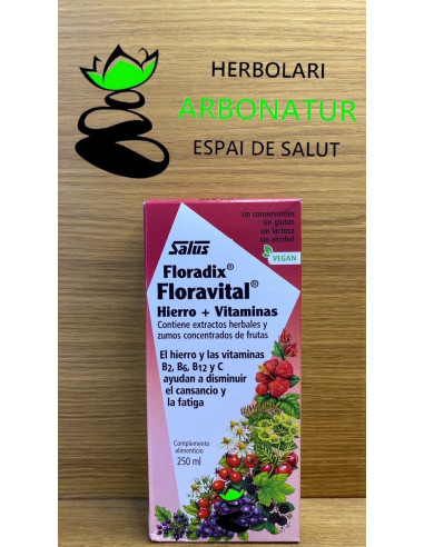 FLORADIX - FLORAVITAL 250ml. SIN GLUTEN - SIN LACTOSA - VEGAN  SALUS