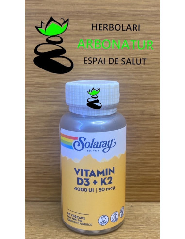 D3 + K2 VITAMINAS (MK7) 4000 UI 60 Vcap. SOLARAY