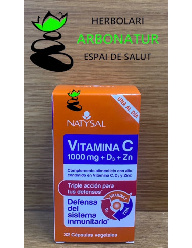 VITAMINA C 1000mg + D3 + ZINC TRIPLE ACCION 32 Vcap. NATYSAL