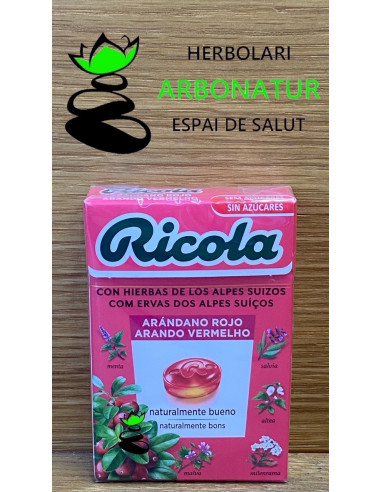 CARAMELO RICOLA ARANDANO ROJO 50 Gr (sin azucar)