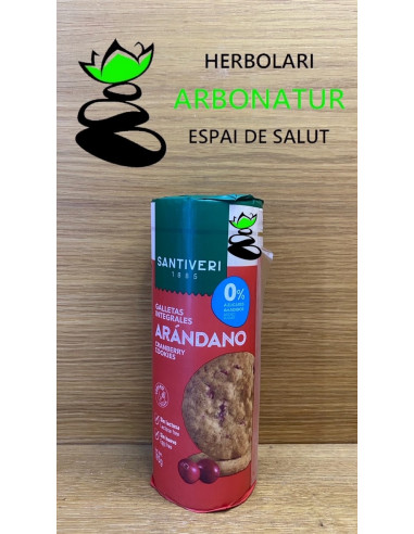 GALLETAS INTEGRALES TRIGO CON ARANDANOS, SIN AZUCAR, SIN HUEVO, SIN LACTOSA 190 Gr. SANTIVERI