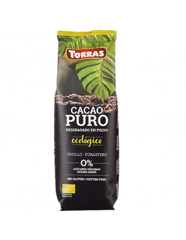 CACAO PURO DESGRASADO EN POLVO BIO SIN GLUTEN 150 Gr. TORRAS