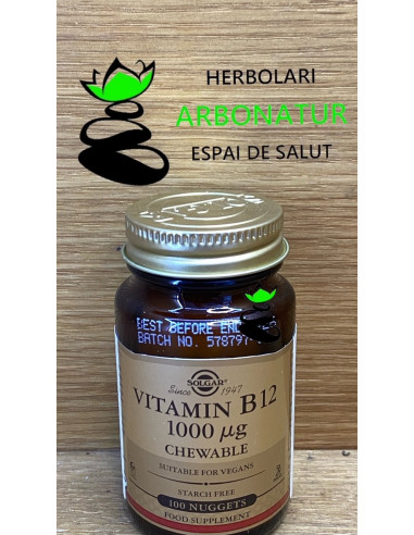 VITAMINA B12 (cianolobalamina ) 1000 Mg. 100 cap. SOLGAR