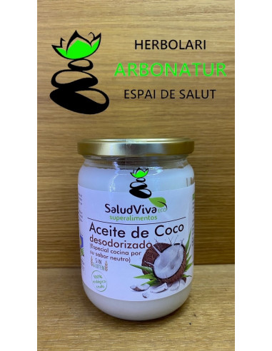 ACEITE DE COCO ECO DESODORIZADO SIN GLUTEN 565 ml. SLUD VIVA