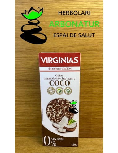 GALLETAS BAÑADA DE CHOCOLATE NEGRO Y COCO - SIN AZUCAR AÑADIDO 120 Gr. VIRGINIAS