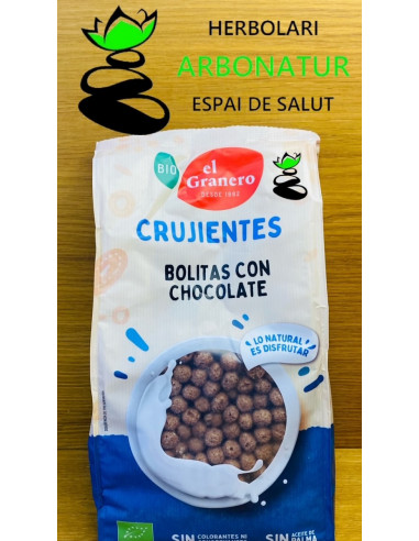 BOLITAS DECEREALES CON CHOCOLATE BIO 300 Gr. EL GRANERO INTEGRAL