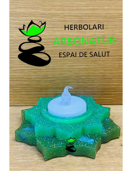 SOPORTE VELA FLOR DE LOTO VERDE