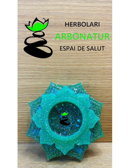 SOPORTE VELA FLOR DE LOTO VERDE