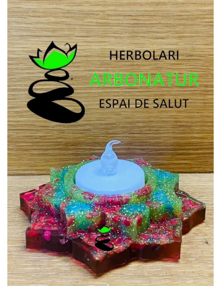 SOPORTE VELA FLOR DE LOTO ROJA