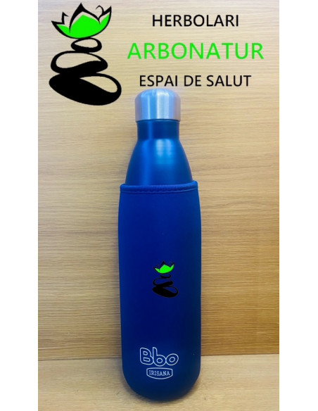 BOTELLA BBO ACERO INOX CON FUNDA AZUL 750 ml. IRISANA